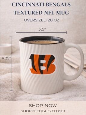 Cincinnati Bengals Matte Textured Mug 20oz NFL Coffee Cup
